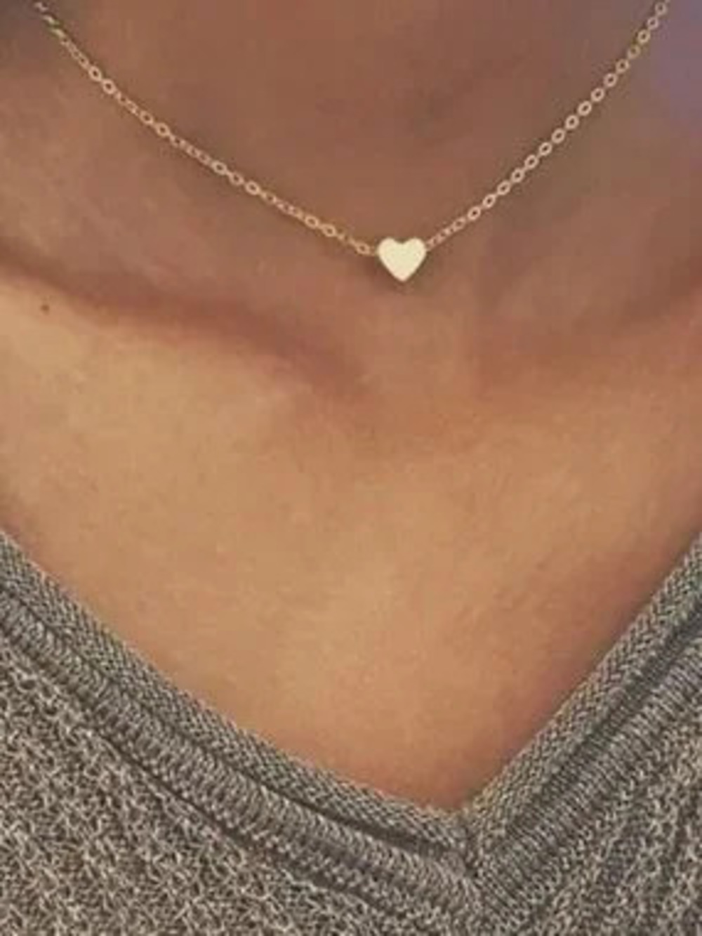 925 Sterling Silver Gold Plated Heart Choker Necklace